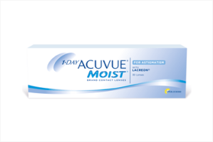 Pack of 30 lenses. 1-DAY ACUVUE® MOIST for ASTIGMATISM Contact Lenses with LACREON®  Technology and UV Blocking.